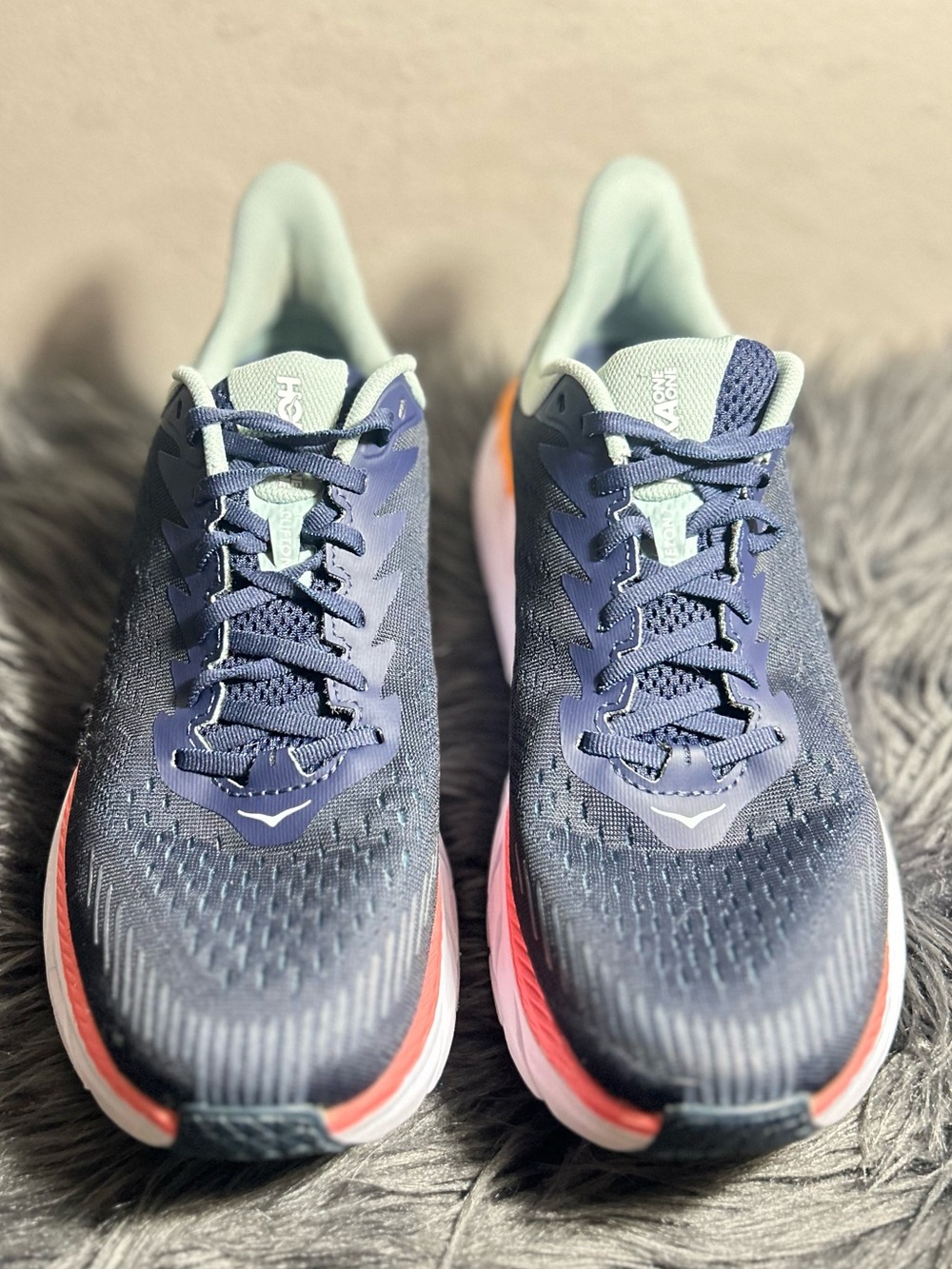 Hoka One One Clifton 7  Blue Orange Running Sneakers Running Size 11 - Picture 5 of 10